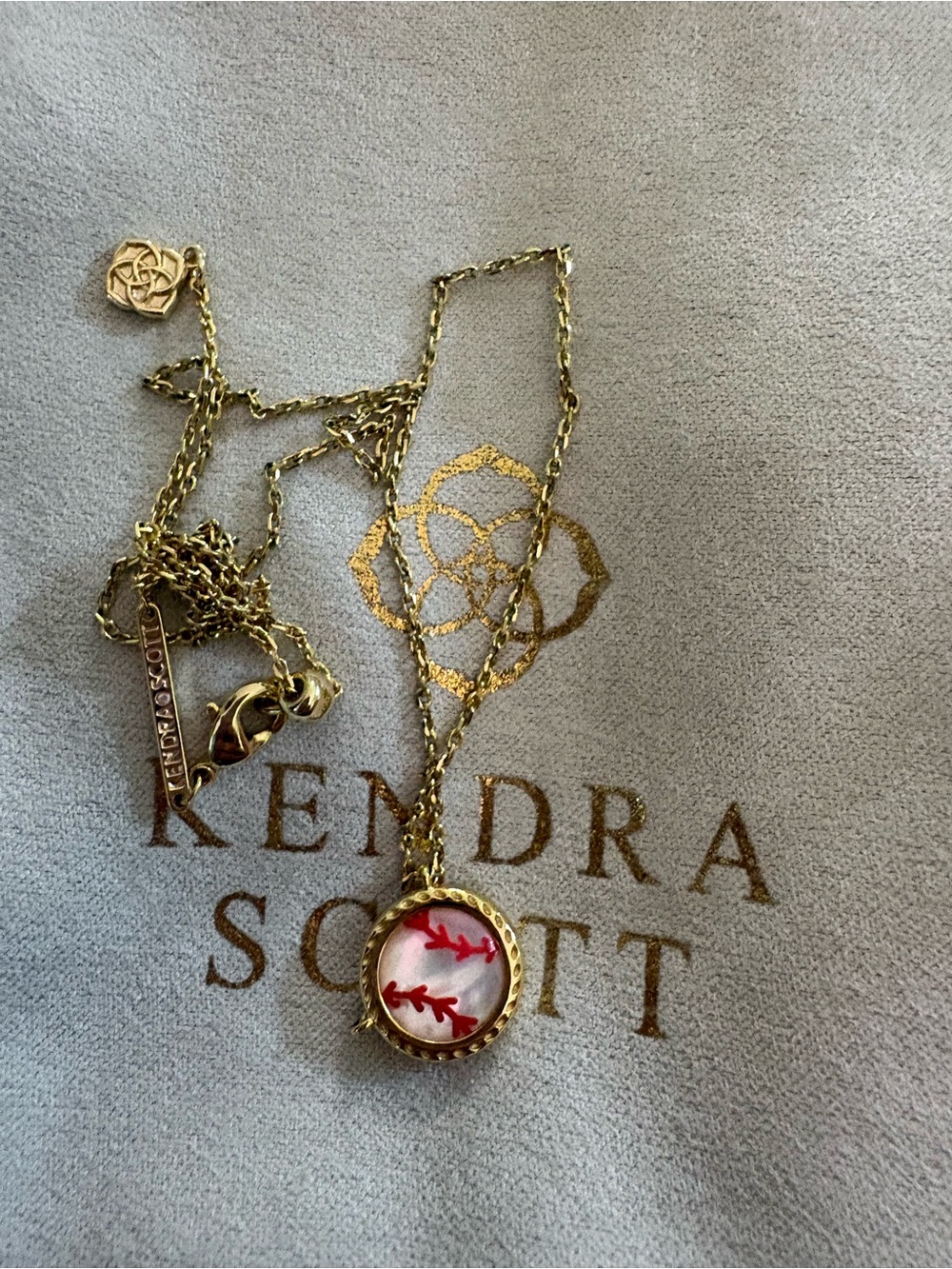 Kendra Scott Gold Necklace with Baseball Pendant
